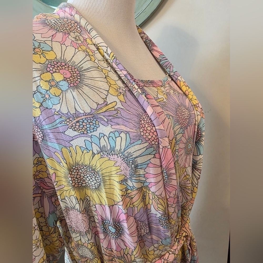 Gap Maternity Size Medium Retro Floral Modal Robe w/ Matching Tank Lounge Soft - Picture 4 of 10